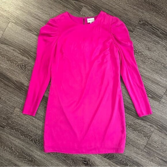 Milly Stretch Silk Carina Draped Long-Sleeve Dress New - Picture 2 of 9